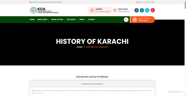 Security scan screenshot of https://kda.gos.pk/contents/?id=14