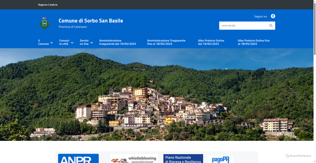 Security scan screenshot of https://www.comune.sorbosanbasile.cz.it