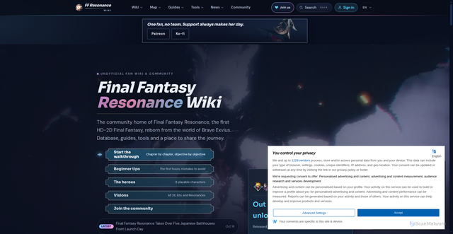 Security scan screenshot of https://ffresonance.wiki/