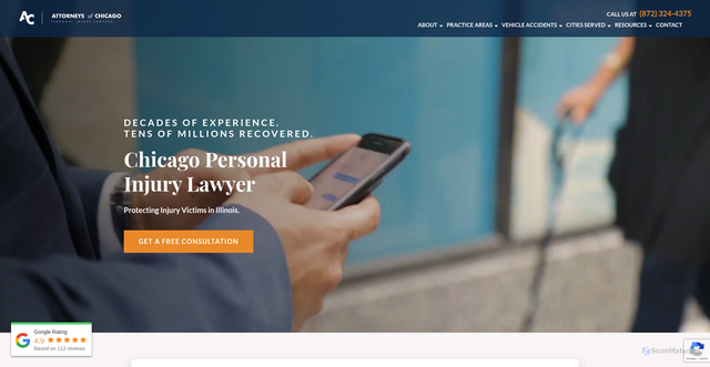 Security scan screenshot of https://attorneysofchicago.com/