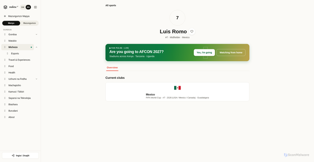 Security scan screenshot of https://ai.nukta.co.tz/en/sports/players/wc26-mx-luis-romo