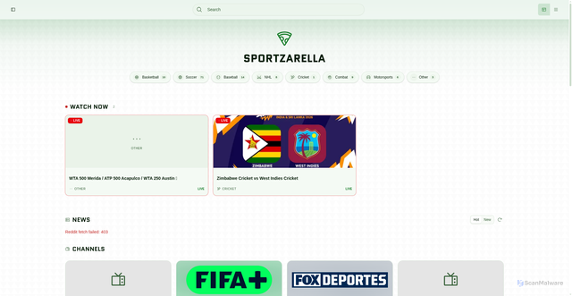 Security scan screenshot of https://sportzarella-e0ha2eqm26.edgeone.app/