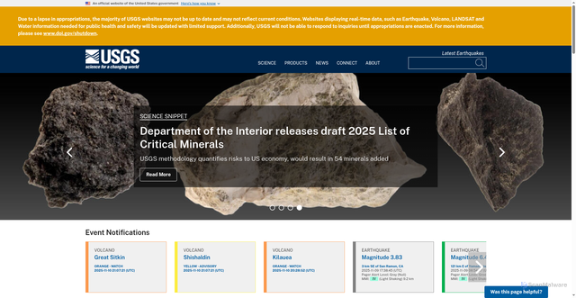 Security scan screenshot of https://www.usgs.gov/