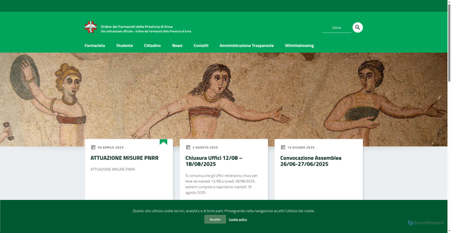 Security scan screenshot of https://www.ordinefarmacistienna.it/