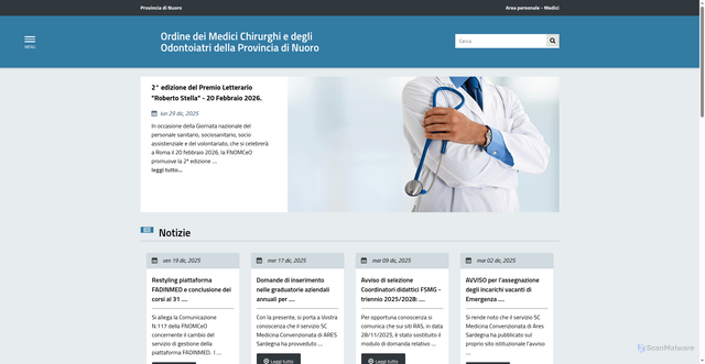 Security scan screenshot of https://www.ordinemedicinuoro.it/