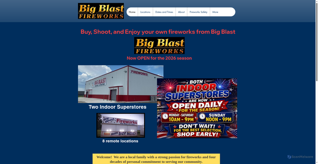 Security scan screenshot of https://www.bigblastfireworksok.com/