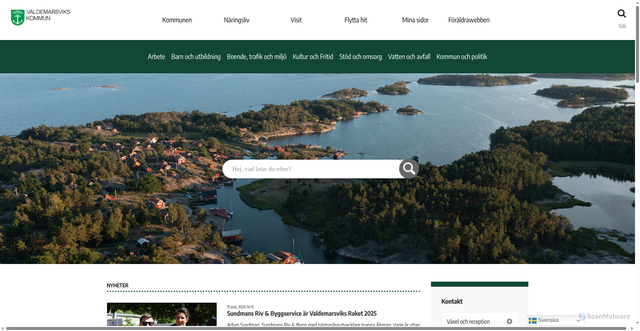 Security scan screenshot of http://www.valdemarsvik.se
