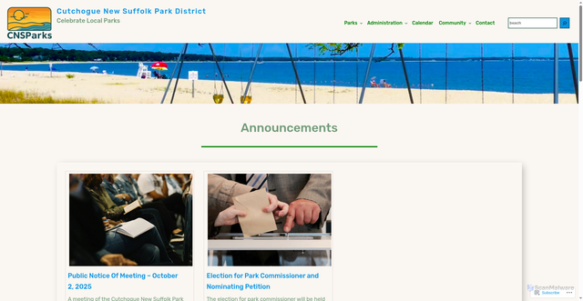 Security scan screenshot of https://cutchoguenewsuffolkparksny.gov/
