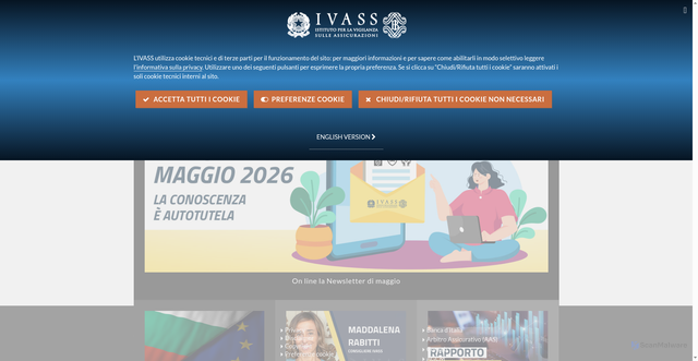 Security scan screenshot of https://www.ivass.it