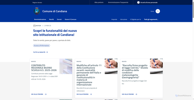 Security scan screenshot of https://www.comune.candiana.pd.it/