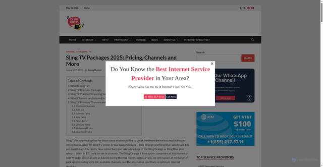 Security scan screenshot of https://www.clubhdtv.com/blog/sling-tv-packages/