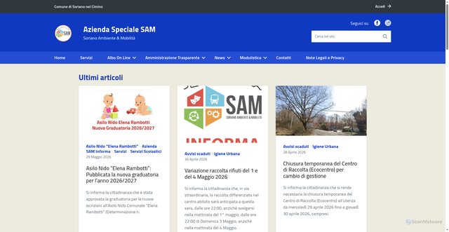 Security scan screenshot of https://www.aziendaspecialesam.it