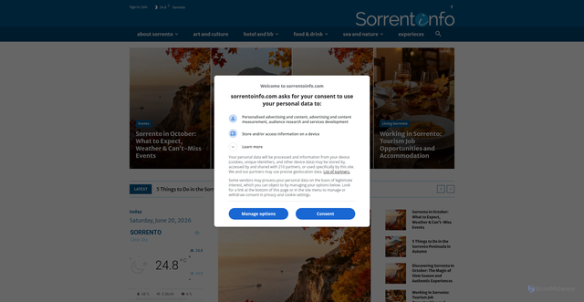 Security scan screenshot of https://www.sorrentoinfo.com/