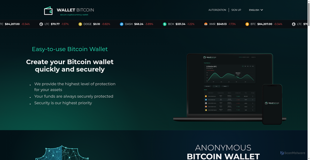 Security scan screenshot of https://wallet-bitcoin.io