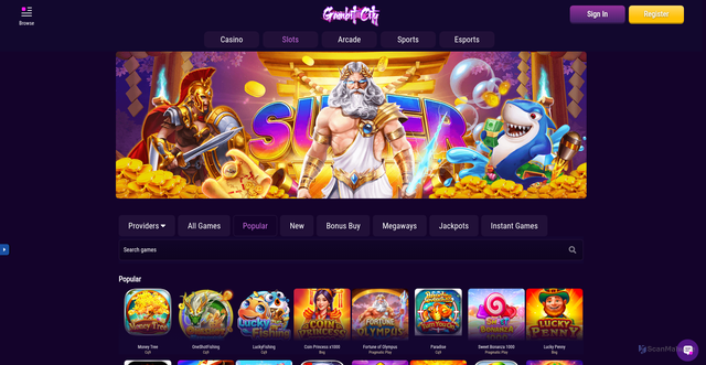 Security scan screenshot of https://gbcity.online/games/popular