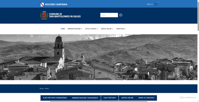 Security scan screenshot of https://www.comune.sanbartolomeoingaldo.bn.it/