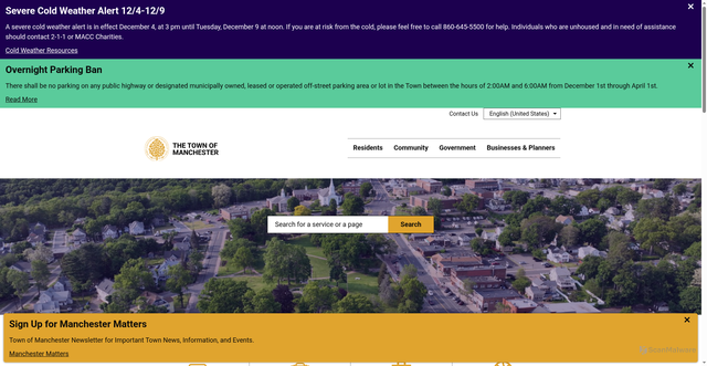 Security scan screenshot of https://www.manchesterct.gov/