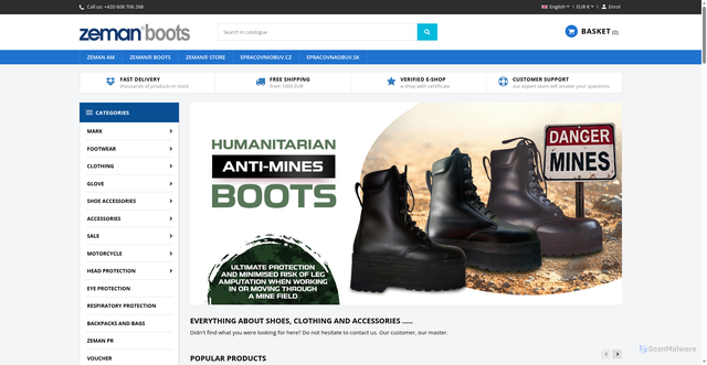 Security scan screenshot of https://zemanboots.com