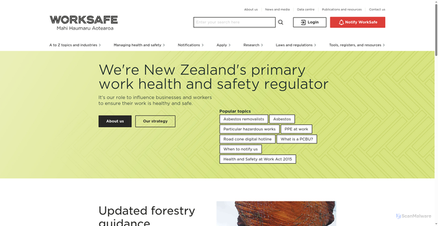 Security scan screenshot of https://www.worksafe.govt.nz/