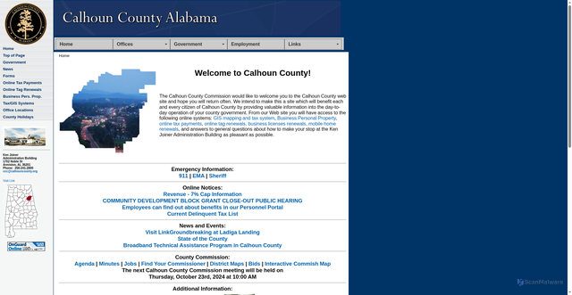 Security scan screenshot of https://calhouncountyal.gov/