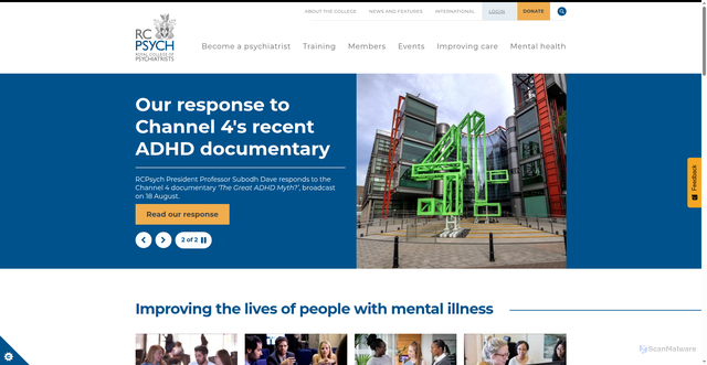 Security scan screenshot of https://www.rcpsych.ac.uk