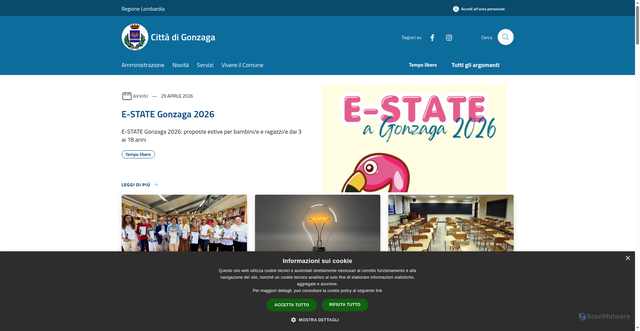 Security scan screenshot of https://www.comune.gonzaga.mn.it