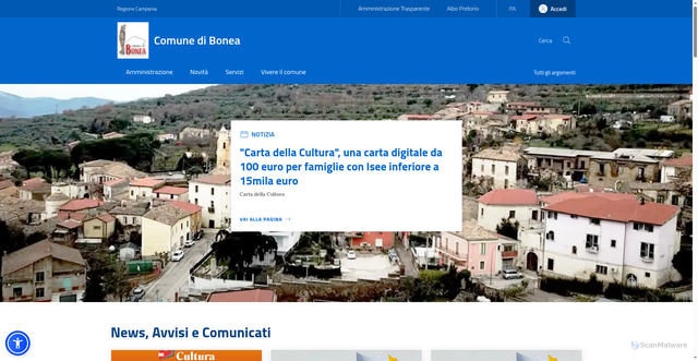 Security scan screenshot of https://www.comune.bonea.bn.it/