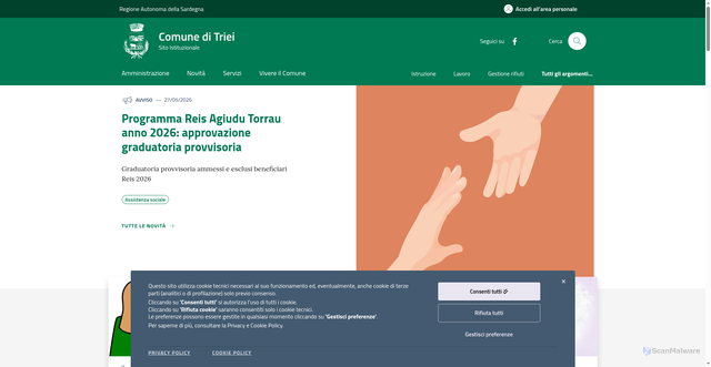 Security scan screenshot of https://www.comunetriei.it