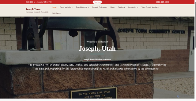 Security scan screenshot of https://josephtownutah.gov/