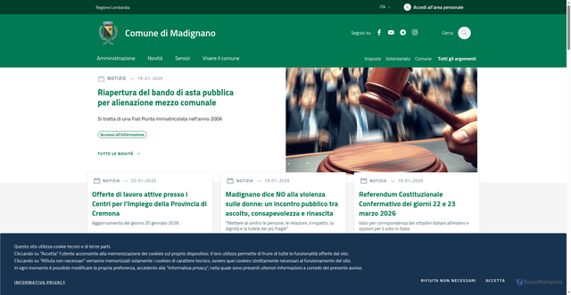 Security scan screenshot of https://www.comune.madignano.cr.it/
