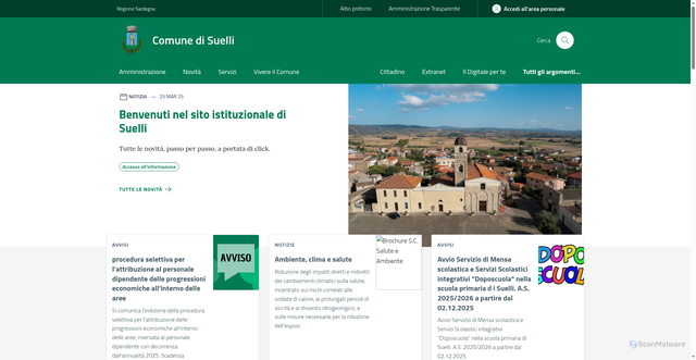 Security scan screenshot of https://www.comune.suelli.su.it/