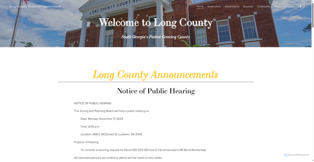 Security scan screenshot of https://www.longcountyga.gov/