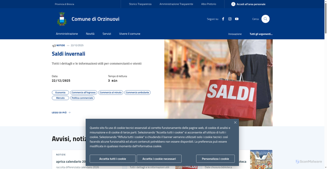 Security scan screenshot of https://www.comune.orzinuovi.bs.it/