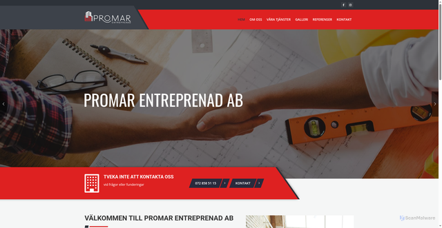 Security scan screenshot of https://promarentreprenad.se