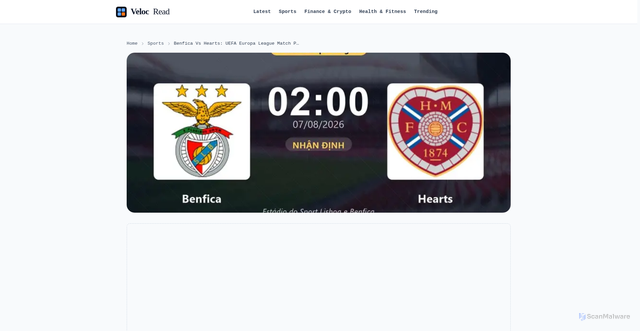 Security scan screenshot of https://velocread.com/article/benfica-vs-hearts-uefa-europa-league-match-preview