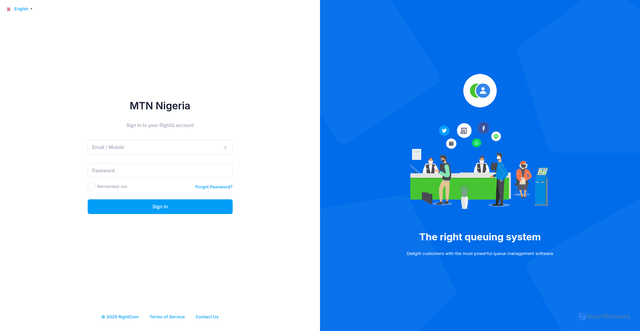 Security scan screenshot of https://mtn-nigeria.rightq.rightcom.com