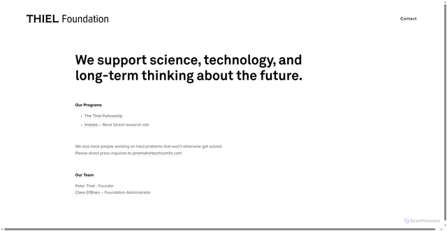Security scan screenshot of https://www.thielfoundation.org/