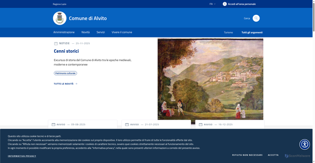Security scan screenshot of https://www.comune.alvito.fr.it/