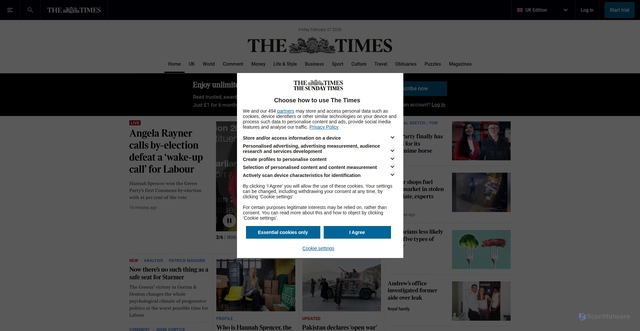Security scan screenshot of https://thetimes.com