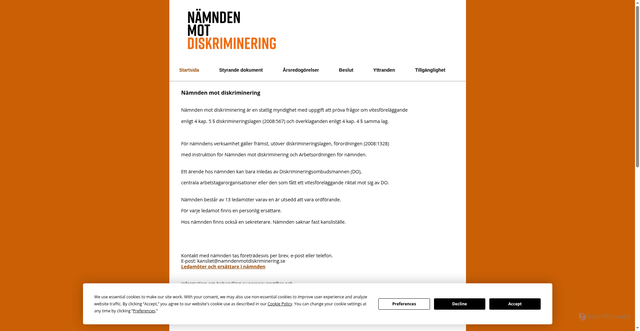 Security scan screenshot of https://www.namndenmotdiskriminering.se/