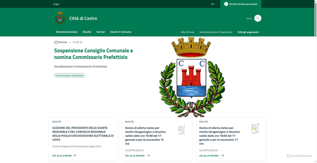 Security scan screenshot of https://comune.castro.le.it/