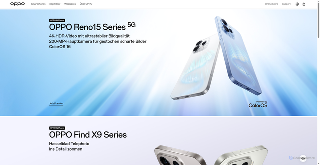 Security scan screenshot of https://oppo.com