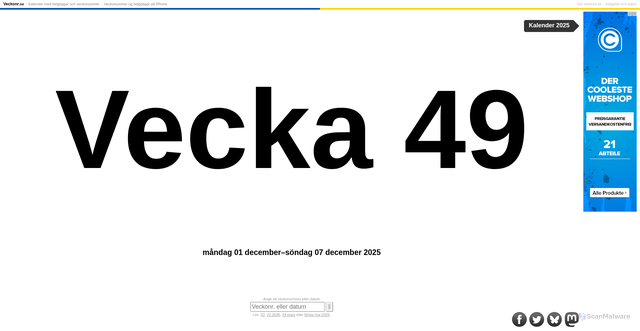 Security scan screenshot of https://veckonr.se/