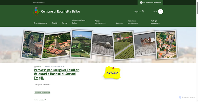 Security scan screenshot of https://www.comune.rocchetta-belbo.cn.it/
