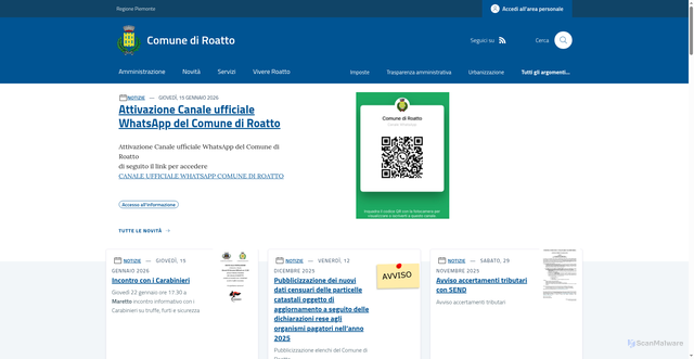 Security scan screenshot of https://www.comune.roatto.at.it/