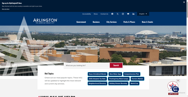 Security scan screenshot of https://www.arlingtontx.gov/