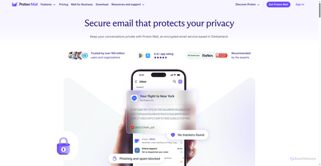 Security scan screenshot of https://www.protonmail.ch