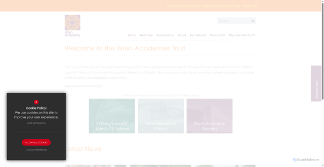 Security scan screenshot of https://www.wrenacademiestrust.org/