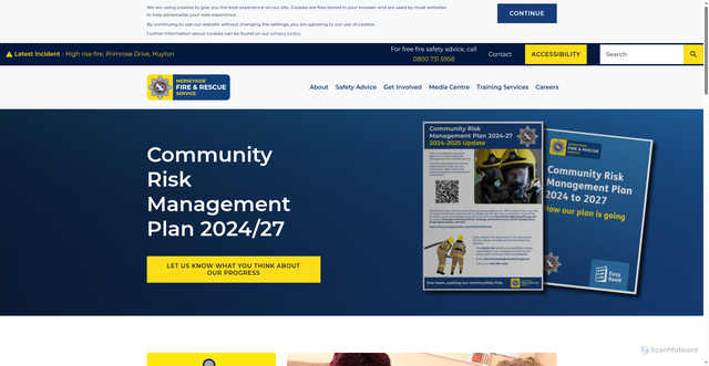 Security scan screenshot of https://www.merseyfire.gov.uk/