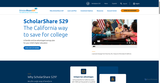 Security scan screenshot of https://scholarshare529.com